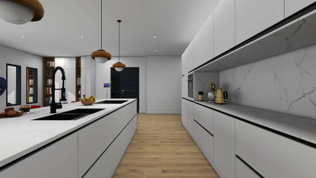 visuel 3D d'une rénovation de cuisine